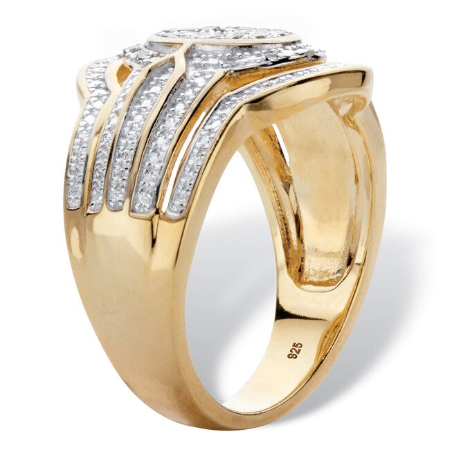 1/8 Cttw. Diamond Two-Tone Gold-Plated Silver Oval-Shaped Engagement Ring, WHITE, on-hover image number null
