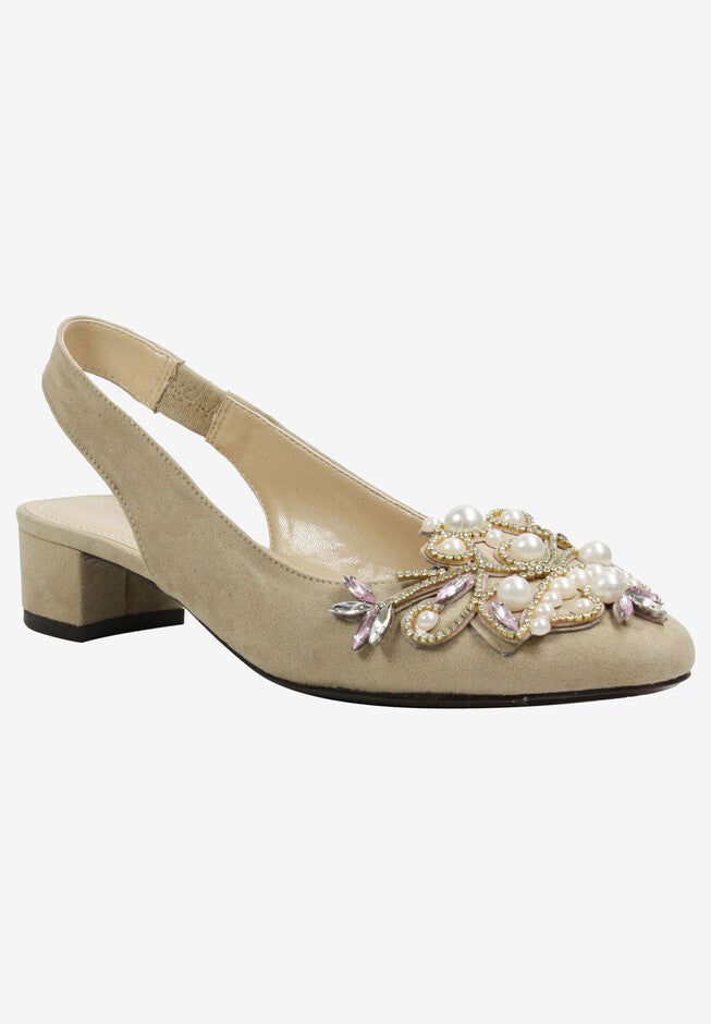 Delroy Slingback by J.Renee®, BEIGE SUEDE WHITE, hi-res image number null