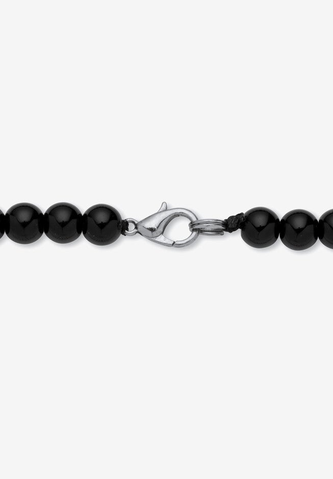 Graduated Round Genuine Black Agate Necklace 18 inches Jewelry, , on-hover image number null