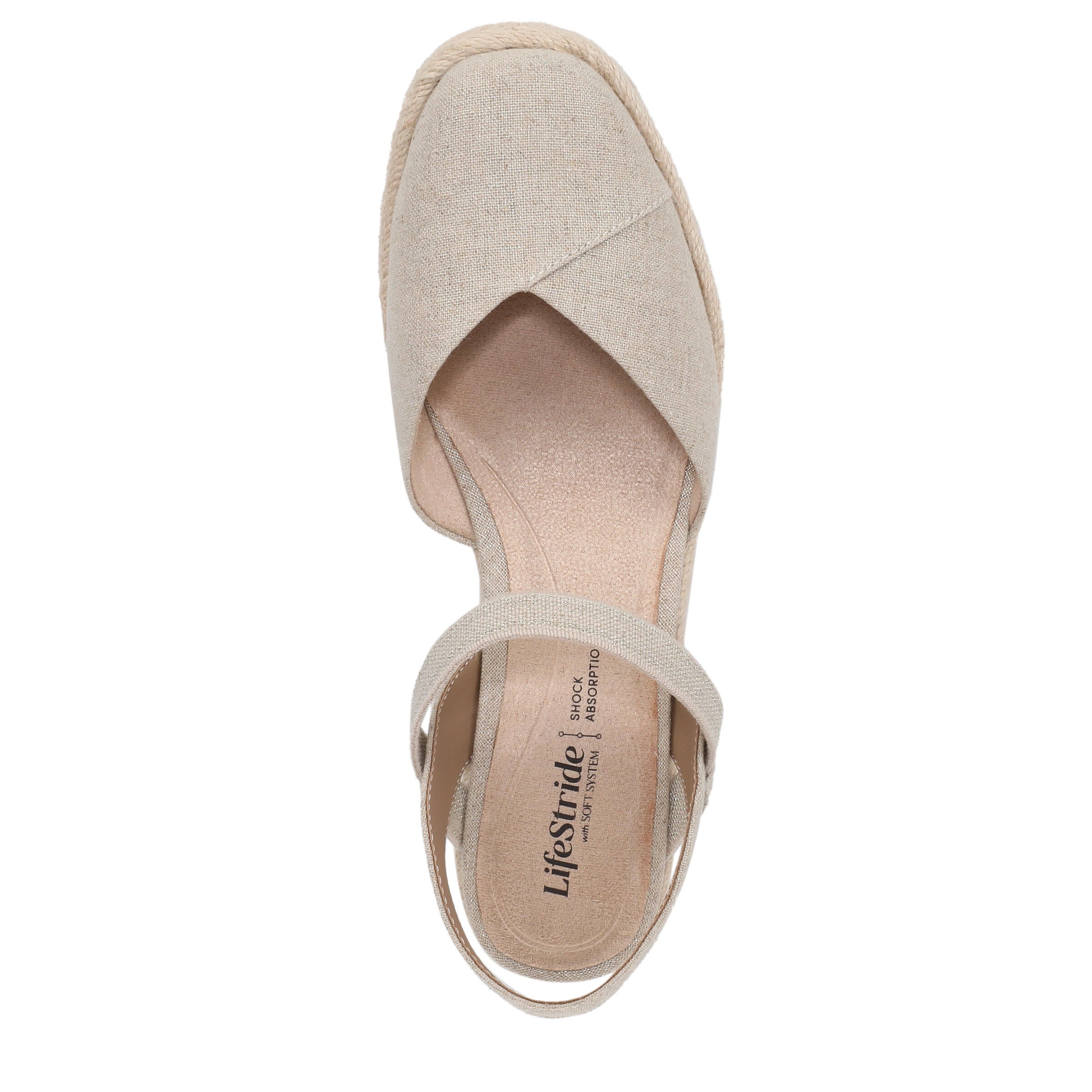 Pilar Wedge Sandal, PLATINO GOLD, alternate image number 6