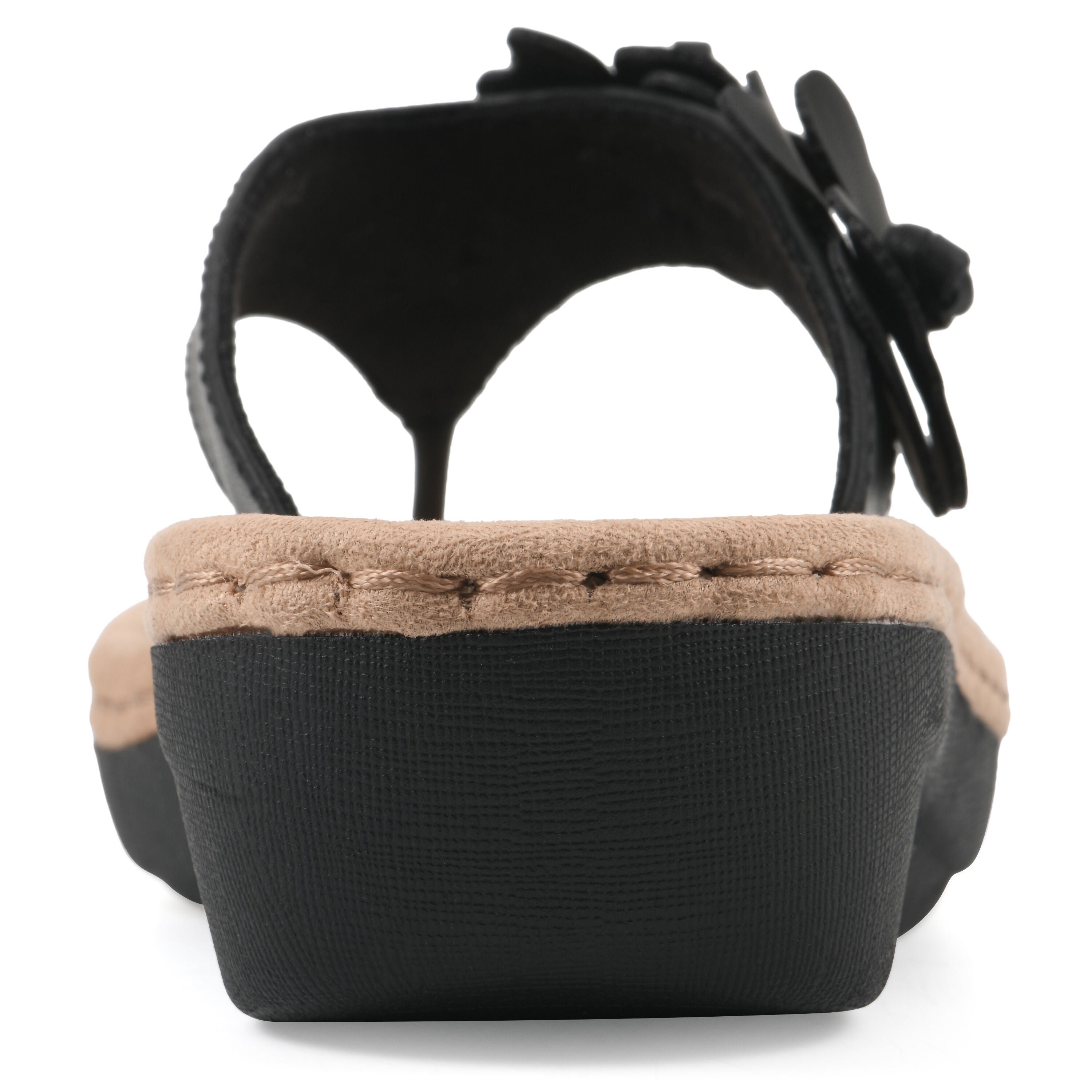 Cassilia Floral Mini Wedge Sandal, BLACK SMOOTH, on-hover image number 1