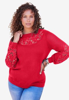 Plus Size Pullover Sweater with Cutout Detail