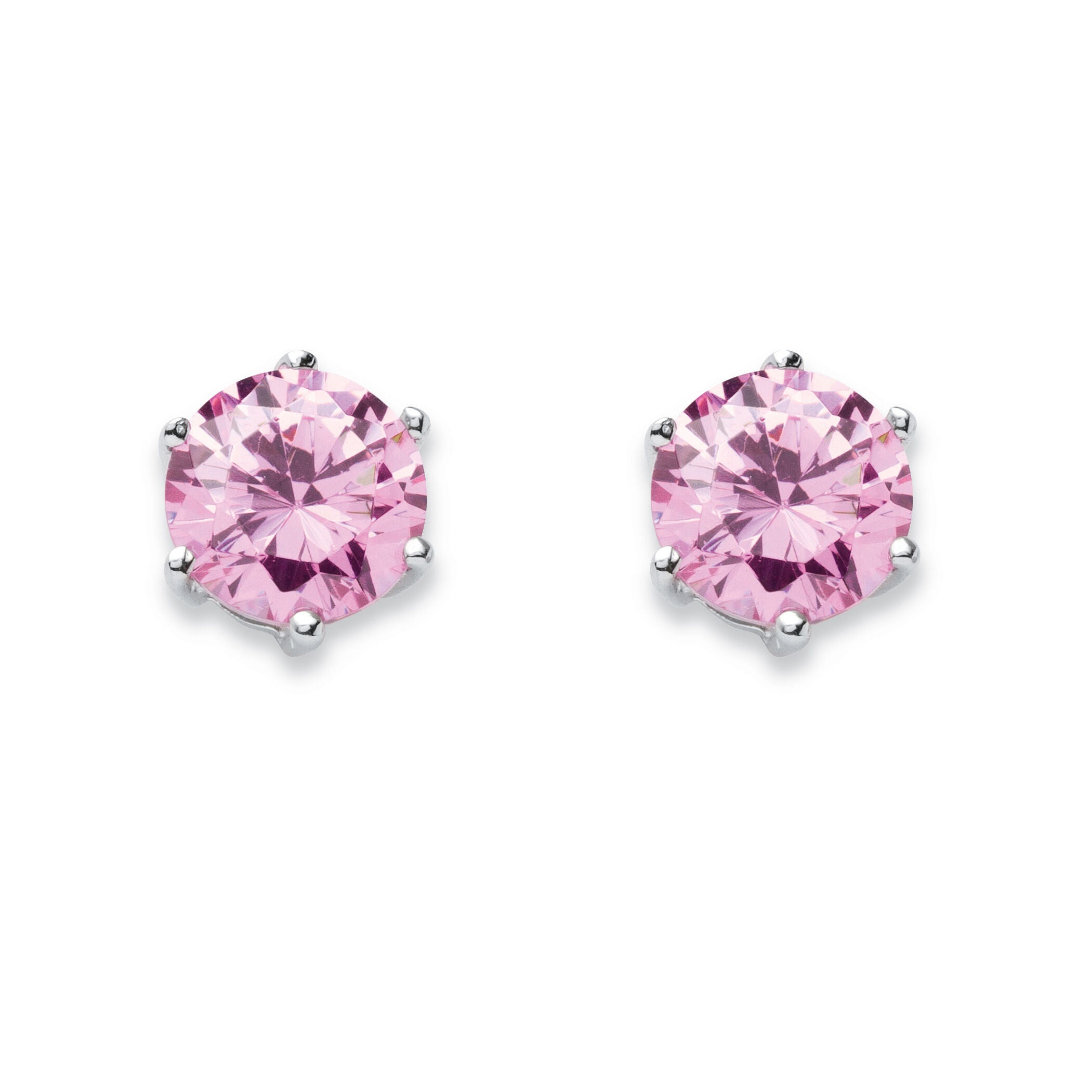 Birthstone .925 Sterling Silver Stud Earrings, JULY, on-hover image number 1