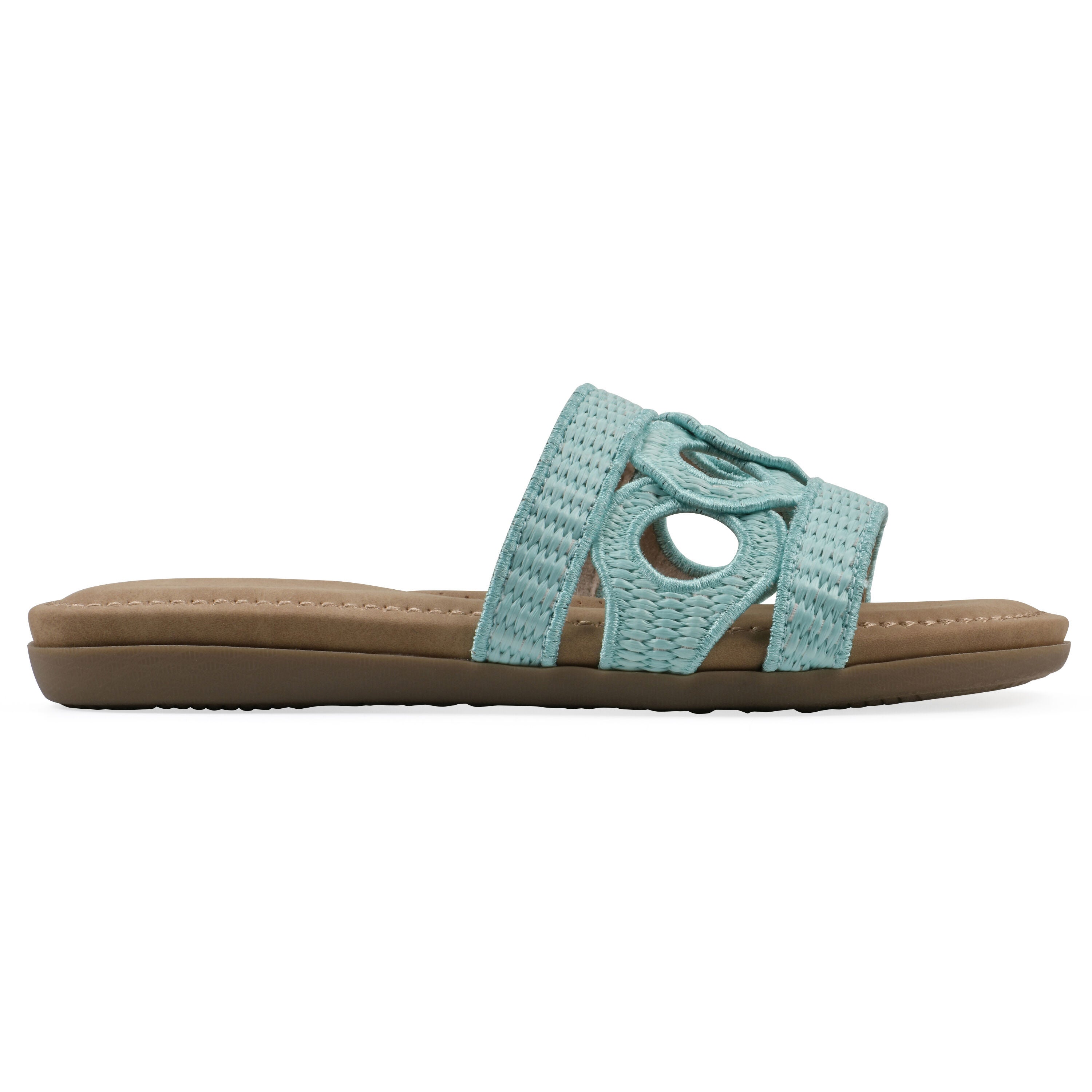 Fraly Slide Sandal, LIGHT BLUE RAFFIA, alternate image number 2