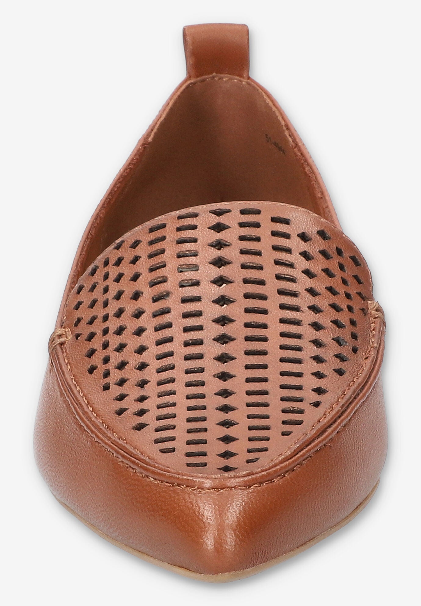 Alessi Perf Pointed Toe Flat, DARK TAN LEATHER, on-hover image number 1