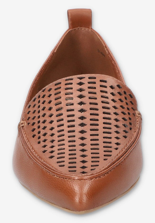 Alessi Perf Pointed Toe Flat, DARK TAN LEATHER, on-hover image number 1