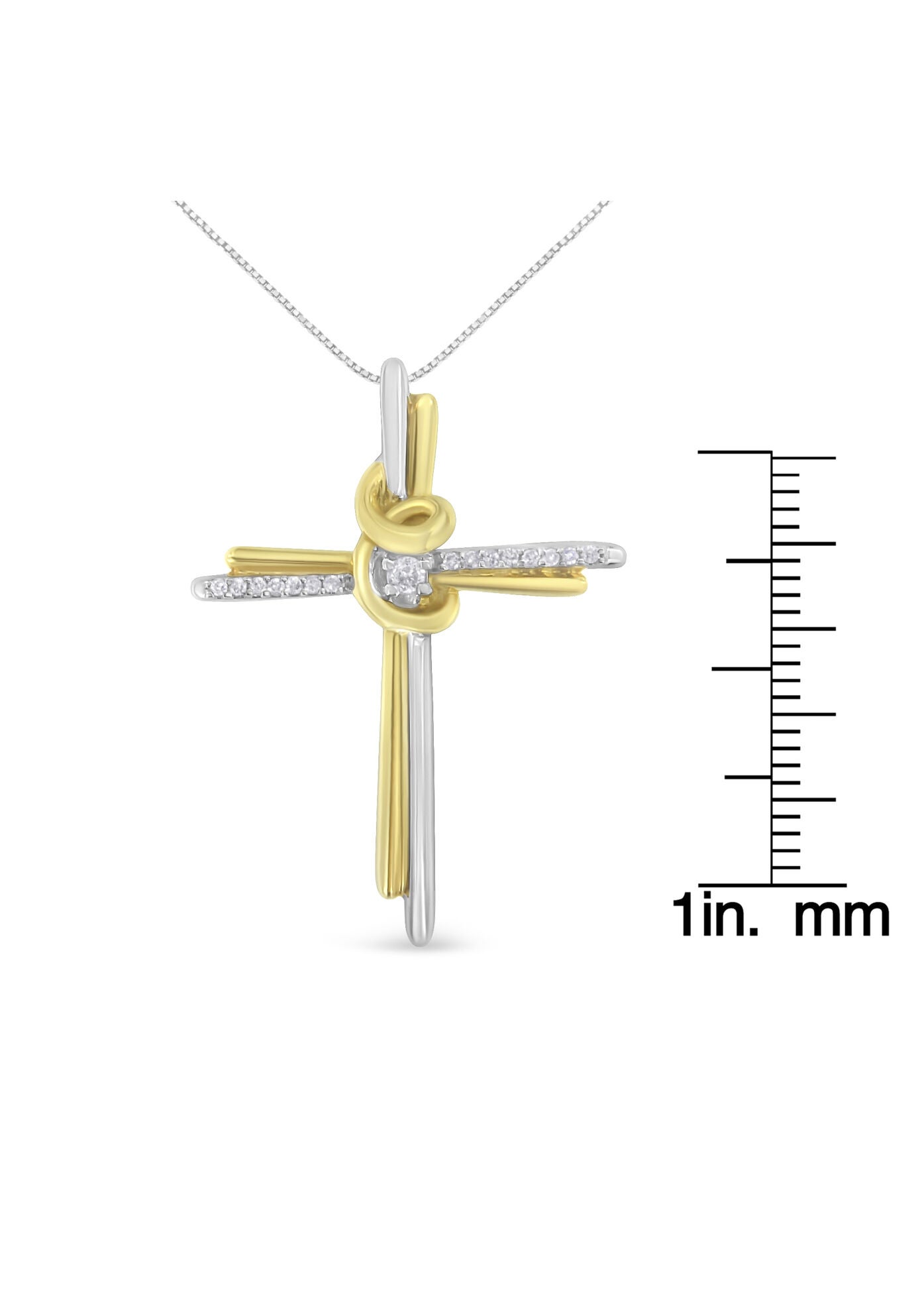 Yellow & White Gold Diamondaccented Cross Pendant Necklace, , alternate image number 4