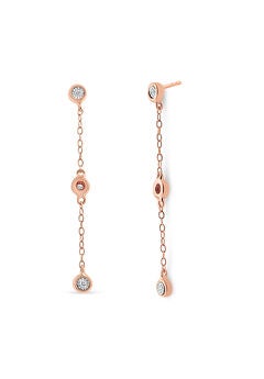 Rose Gold Over Silver 1/15 Cttw Diamond Dangle Earring
