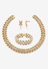 Gold Tone Necklace, Bracelet And Earring Set, Simulated Pearl Jewelry, CRYSTAL PEARL GOLD, hi-res image number null
