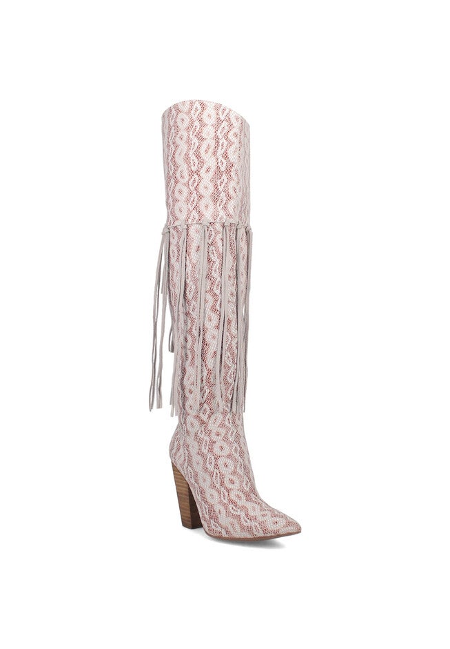 Kitty Kat Knee High Fringe Boot, RED, hi-res image number null