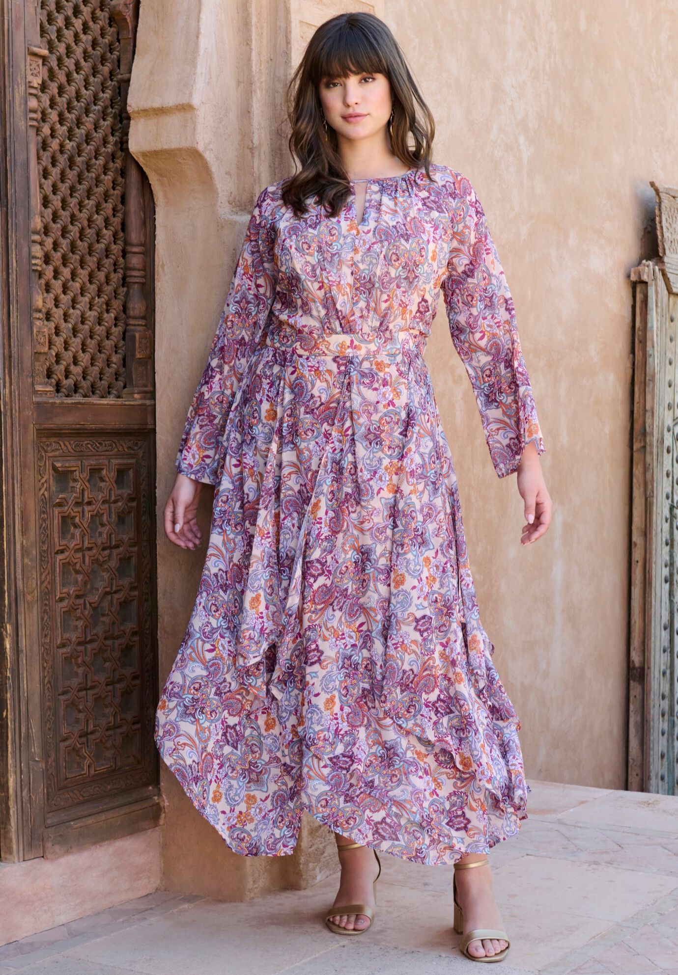 Asymmetric Keyhole Maxi Dress, , alternate image number 3