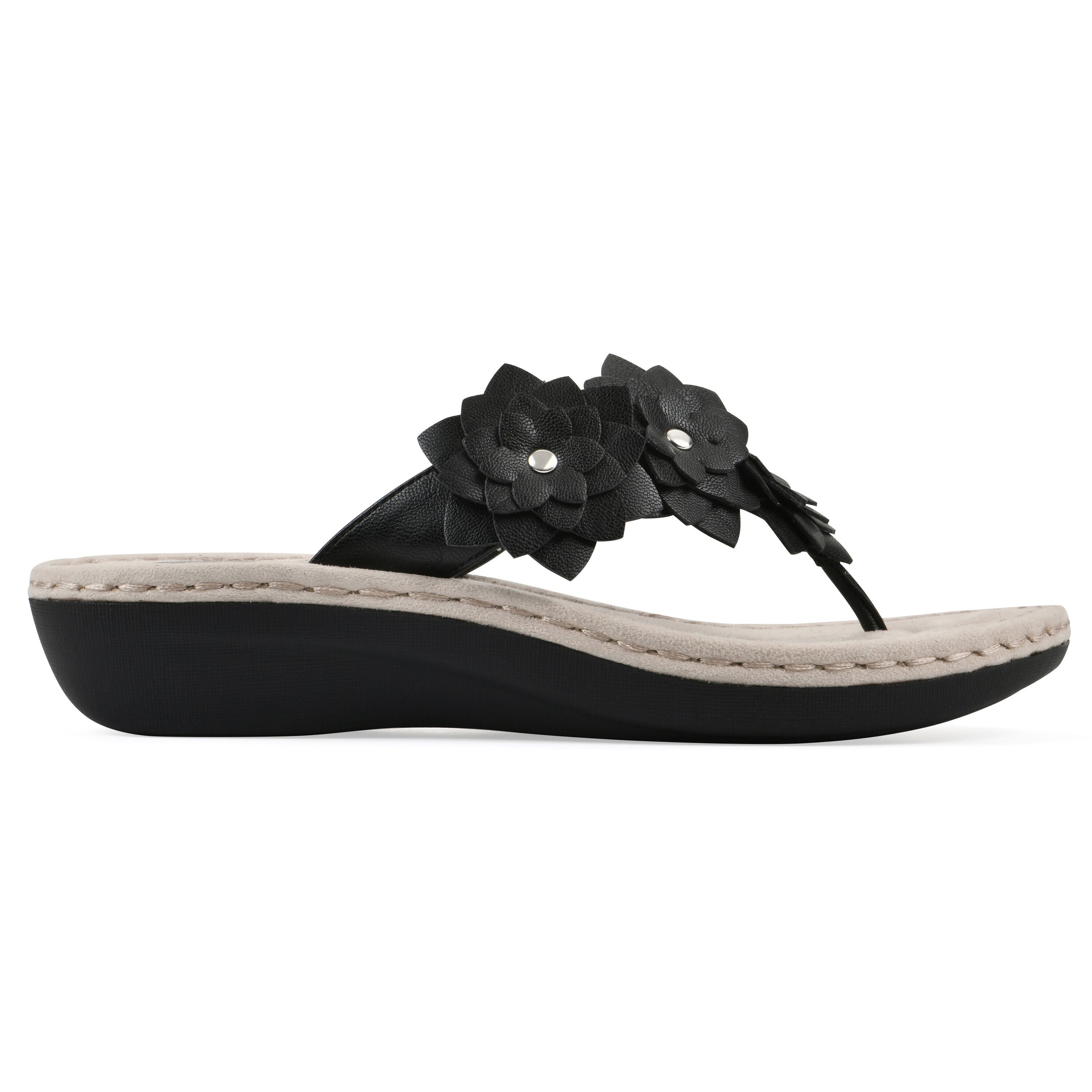 Content Thong Sandal, BLACK SMOOTH, alternate image number 2