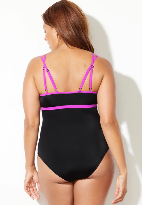 Chlorine Resistant Double Strap One Piece Swimsuit, , alternate image number null