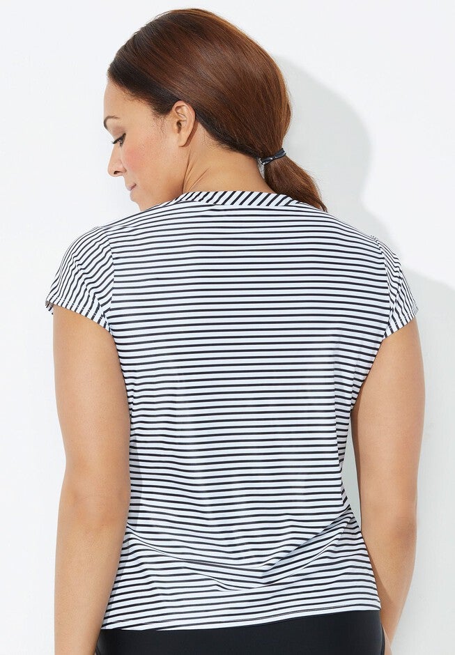 Chlorine Resistant Quarter Zip Swim Tee, , on-hover image number null