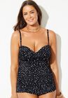 Multi-Way Bandeau Wrap Tankini Top, BLACK WHITE DOT, hi-res image number null