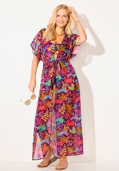 Open Front Tie-Waist Maxi Cover Up