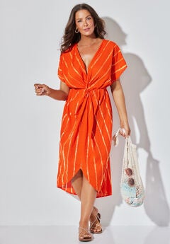 Twist Front Shimmer Cover Up Dress