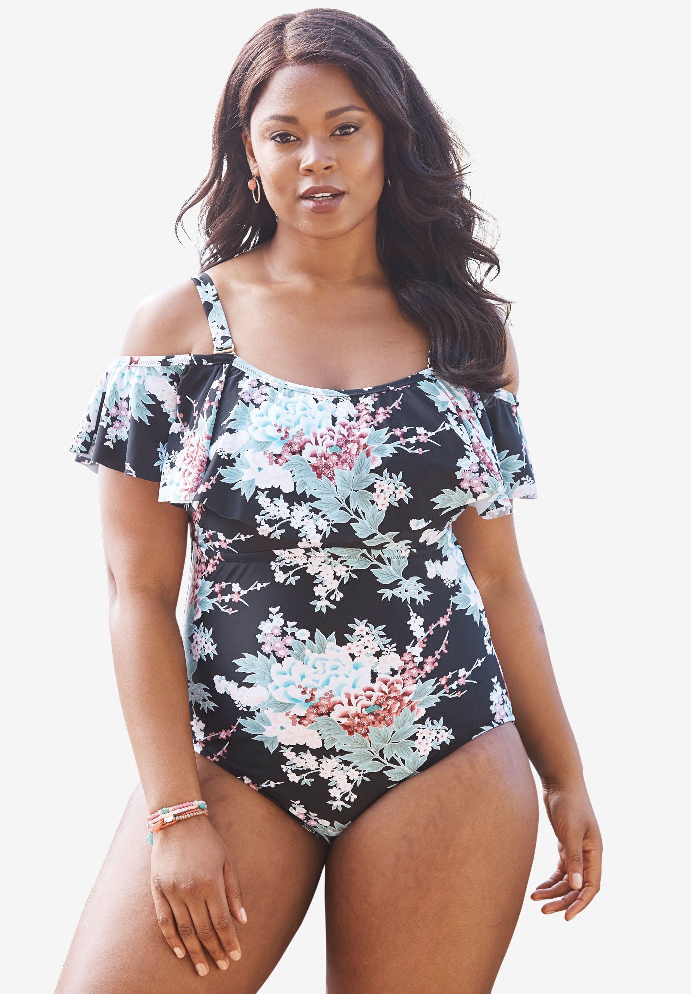 plus size off the shoulder swim