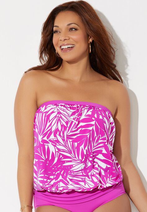 Bandeau Blouson Tankini Top, , alternate image number null