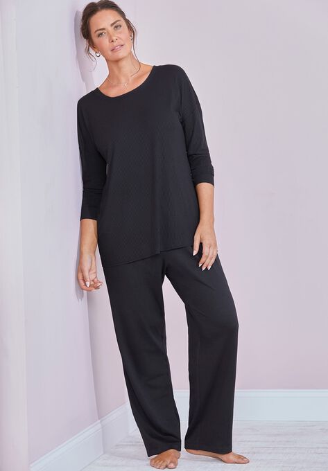 Zoey Ribbed Long Sleeve Shirt, BLACK, hi-res image number null