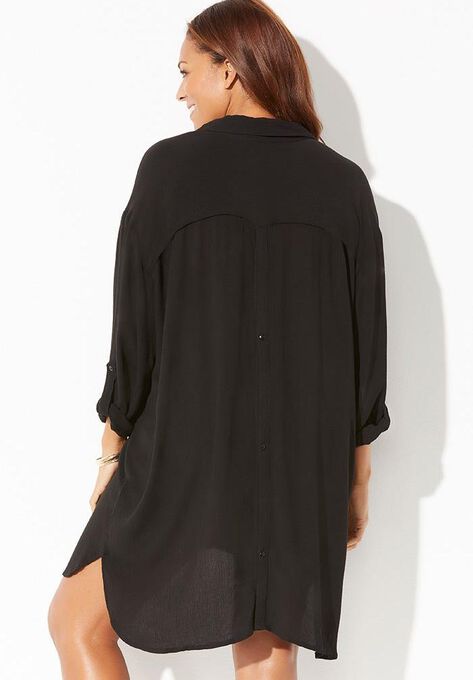 Shea High-Low Button Front Cover Up Shirt, , on-hover image number null