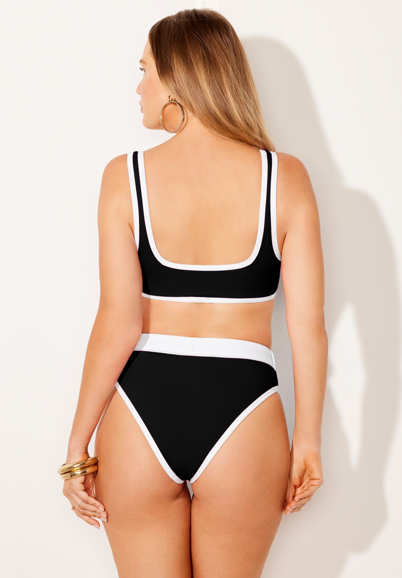 Square Neck Longline Bikini Set With Belted Swim Brief, , on-hover image number null