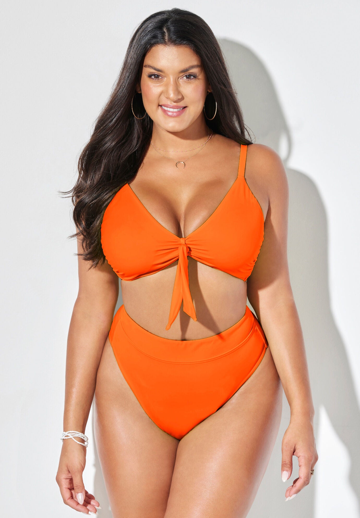 Mentor Tie Front High Waist Bikini Set, , hi-res image number 0