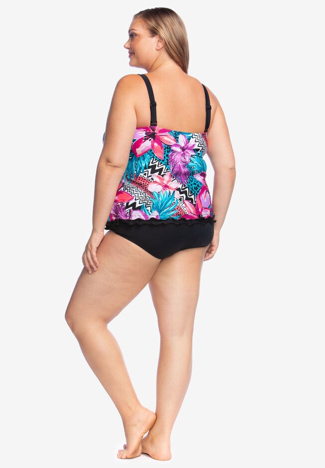 Ruffle-Edge Tankini Top by Maxine of Hollywood, , on-hover image number null