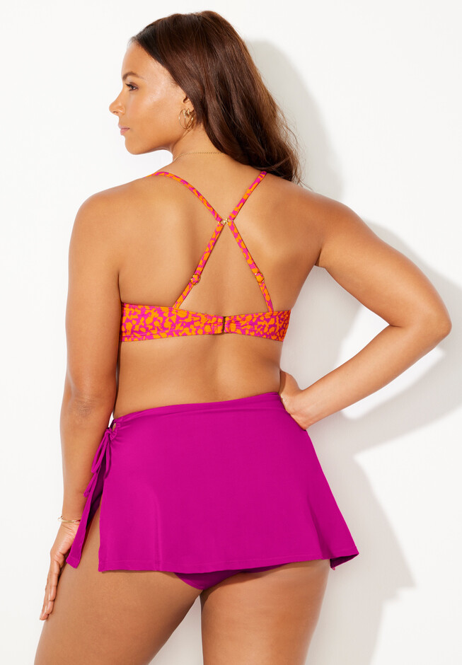 Adjustable Underwire Push Up Bikini Set With Asymmetrical Skirt, , alternate image number null