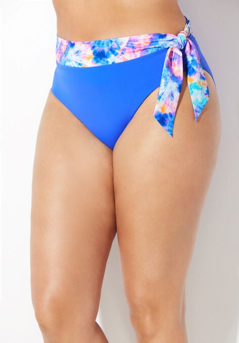 Shirred High Waist Bikini Bottom, , alternate image number null