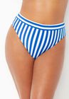 Maestro Ribbed High Waist Bikini Bottom, COBALT BLUE STRIPE, hi-res image number null
