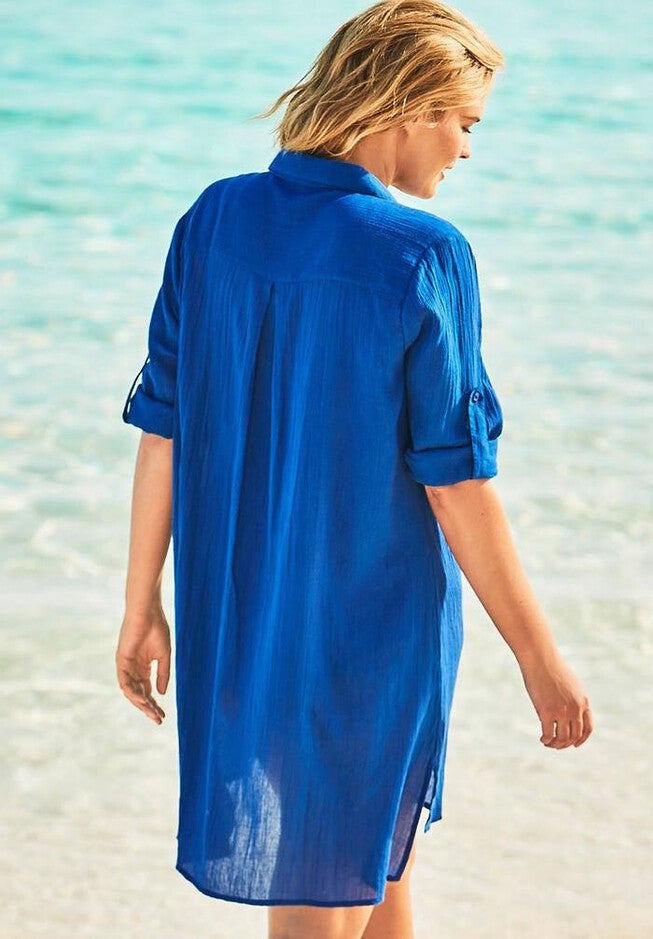 Button-Front Swim Cover Up, , on-hover image number null