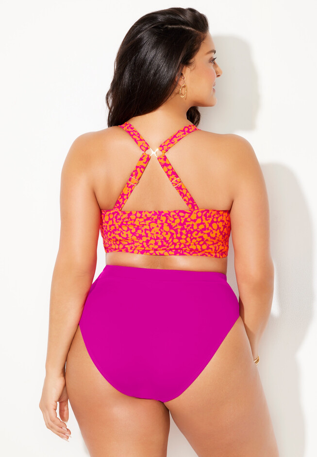 Bra- Sized Twist Front Bikini Set with High Leg Brief, , alternate image number null