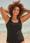 Textured Crossback Tankini Top, BLACK, hi-res image number null