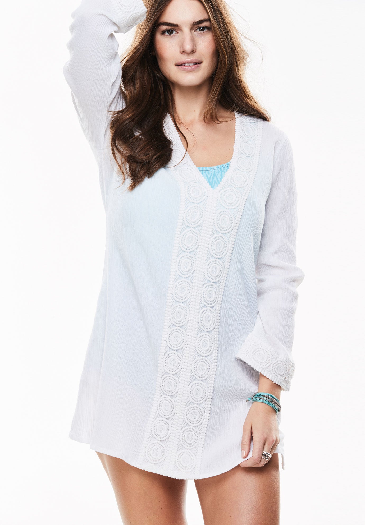 gauze swim cover up