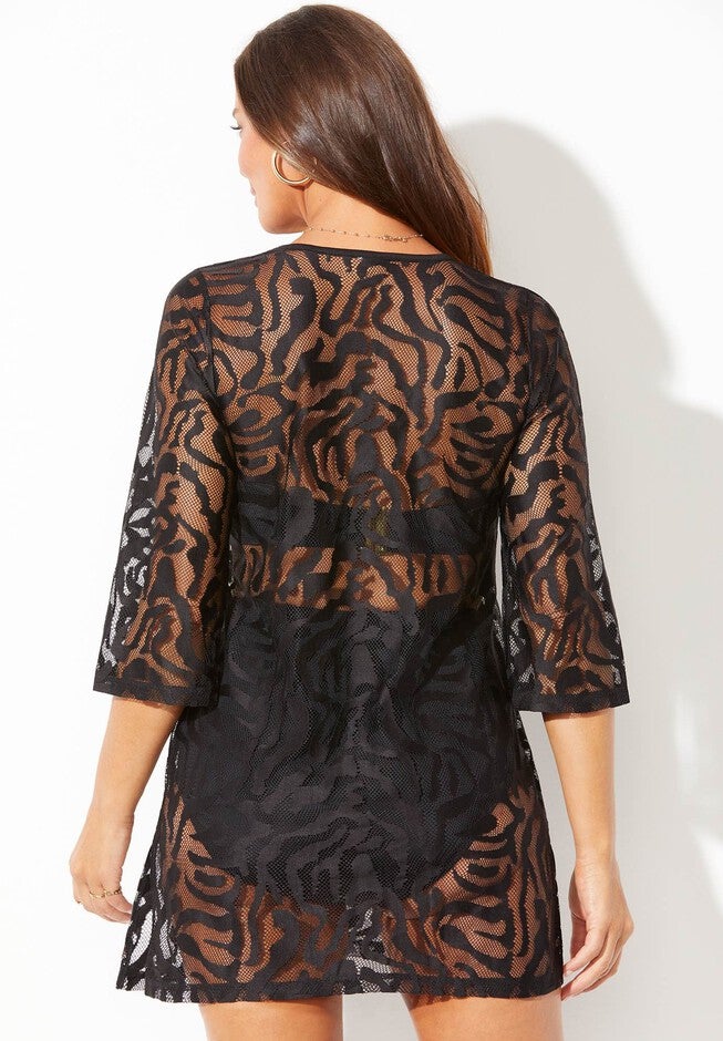 Maeve Burnout Lace Front Tunic Cover Up, , on-hover image number 1
