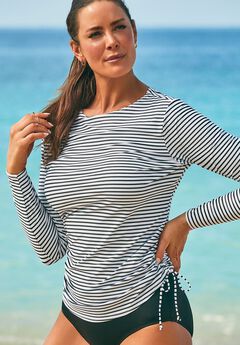 Chlorine Resistant Side-Tie Long Sleeve Swim Shirt Rash Guard