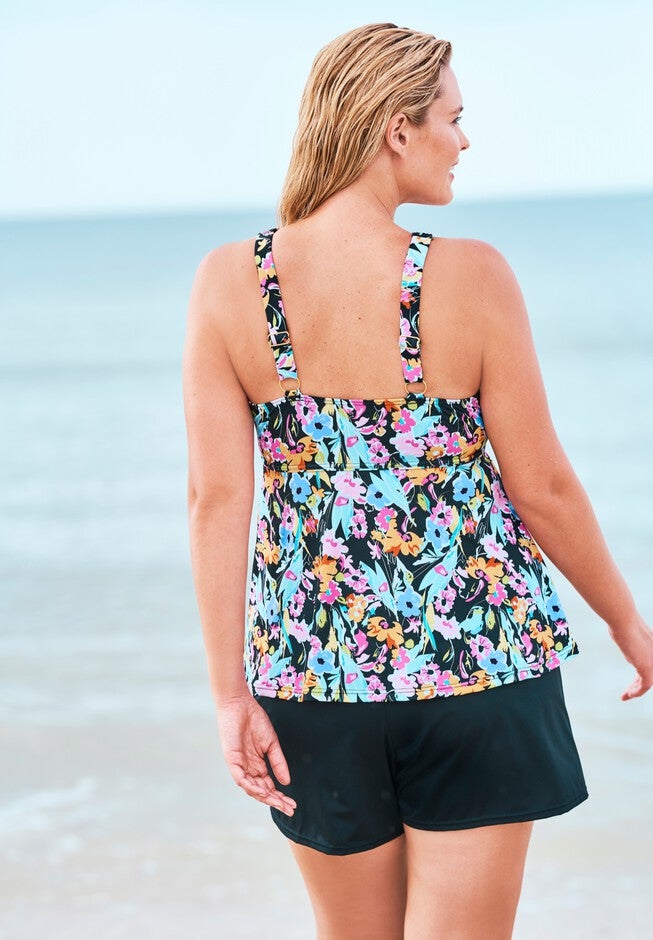 Smocked High-Neck Tankini Top by Fit 4 U®, , on-hover image number 1