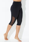 Chlorine Resistant High Waist Mesh Swim Capri, BLACK MESH, hi-res image number null