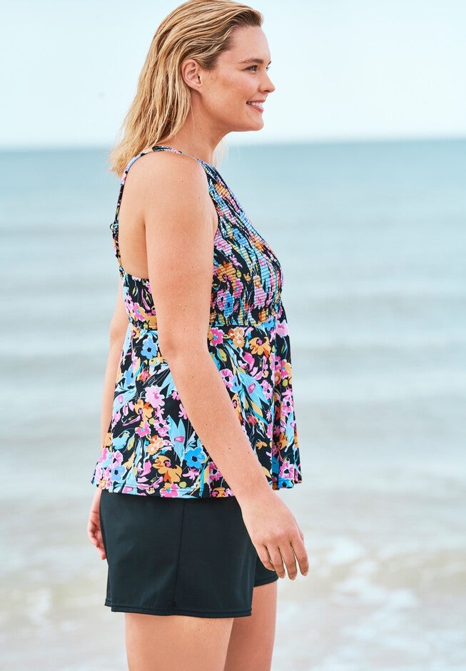 Smocked High-Neck Tankini Top by Fit 4 U®, , alternate image number 2