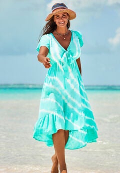 Tie-Dye V-Neck Cover Up Dress