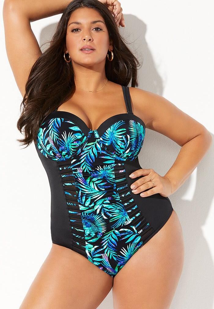 Women Printed Underwire One Piece Swimsuit