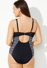 V-Neck Ring One Piece Swimsuit, , on-hover image number null