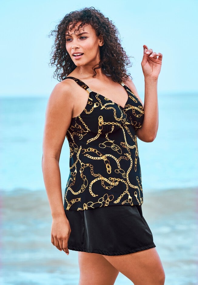 Hardware-Detail Tankini Top by Trimshaper by Miraclebrand®., , alternate image number 1