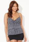 Adjustable Cleaveage Tie Front Underwire Tankini Top, , alternate image number null