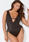 Ashley Graham A-List Plunge One Piece Swimsuit, , alternate image number null