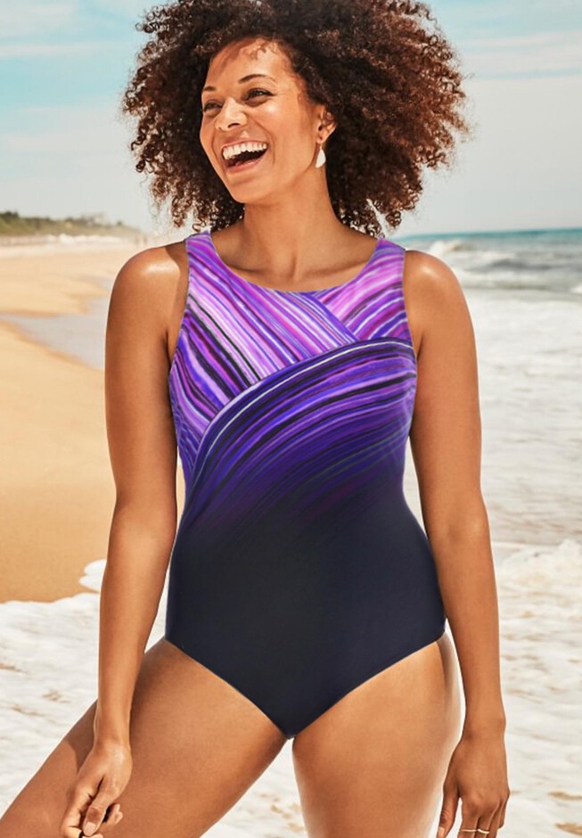 Chlorine Resistant High Neck One Piece Swimsuit