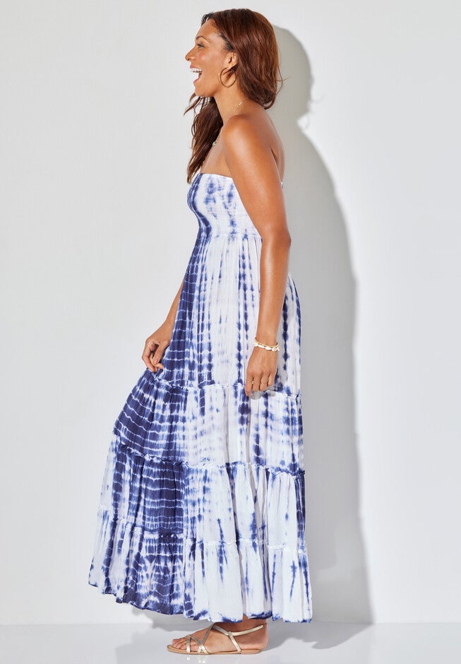 Strapless Smocked Maxi Dress Cover Up, , alternate image number 2