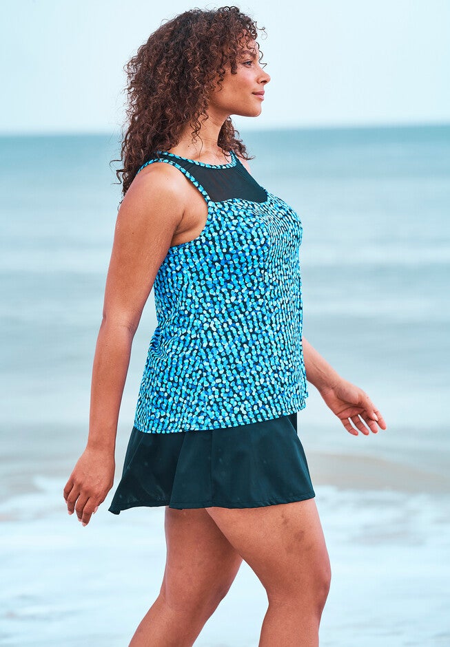 High-Neck Swim Tankini Top by Trimshaper® by Miraclebrand, , alternate image number null