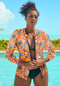 Chlorine Resistant Zip Up Swim Shirt
